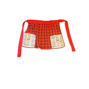 Vintage 1960s Red Plaid Child Apron 1962 Calendar